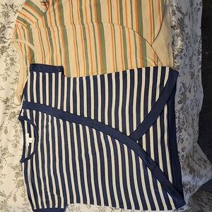 Motherhood Nursing Striped Short Sleeve Tees - Blue and Multicolor